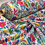 Colourful Floral Print Lycra Stretch Fabric by the Metre - Whotex Fabrics London