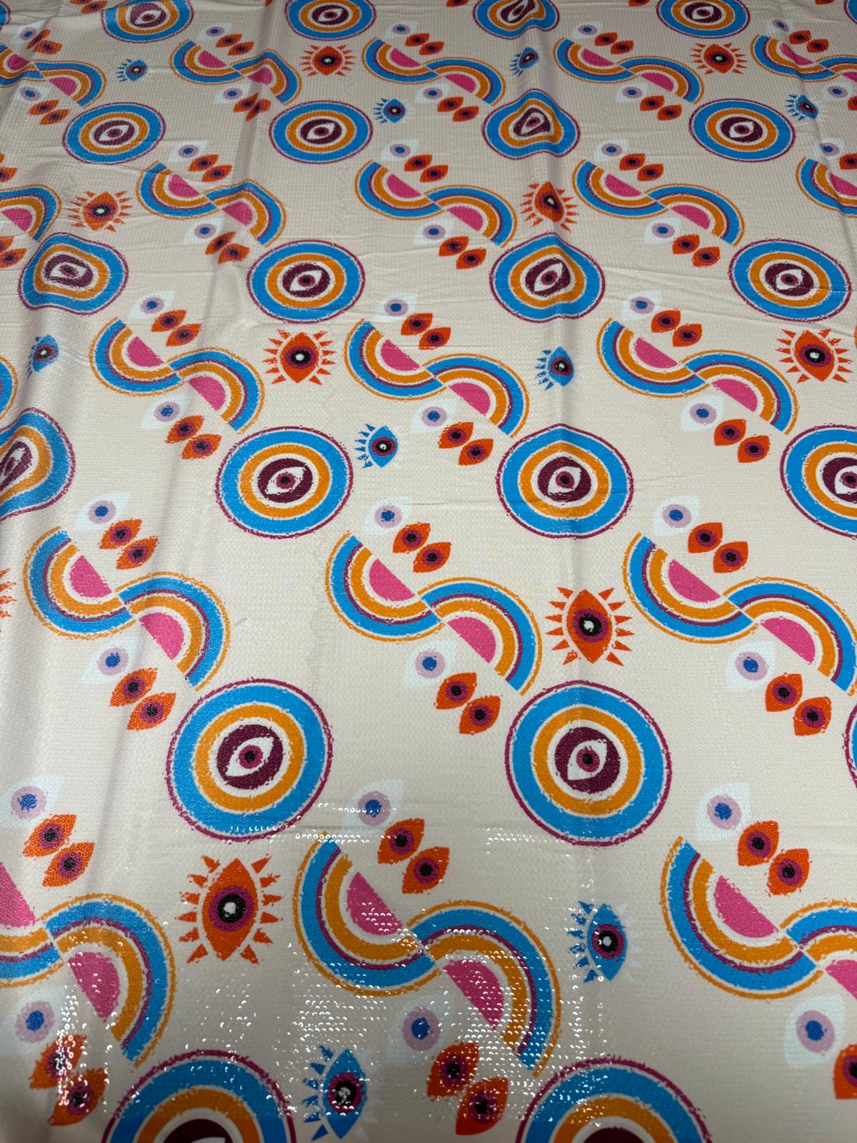 Colourful Geometric Sequin Fabric by the Metre - Whotex Fabrics London