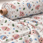 Cute Character Poly Linen Fabric by the Metre - Whotex Fabrics London
