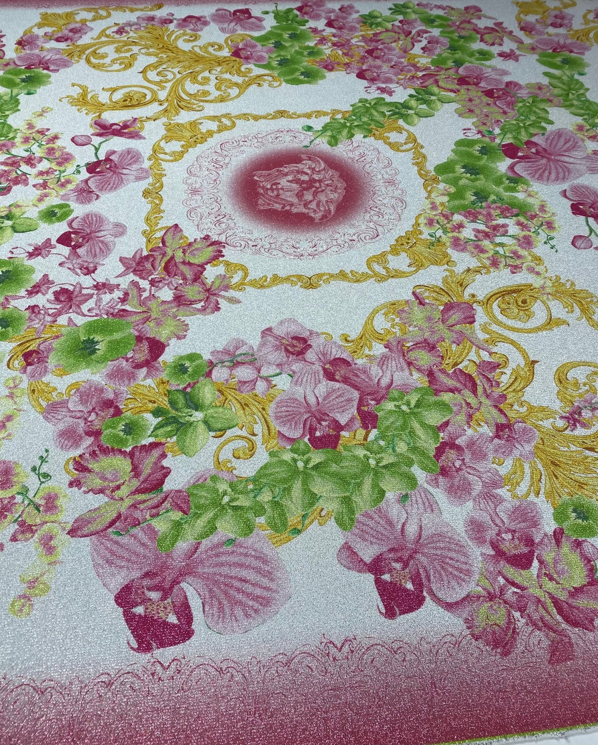 Floral Baroque Lurex Fabric by the Metre - Whotex Fabrics London