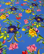 Floral Blue Crepe Fabric by the Metre - Whotex Fabrics London