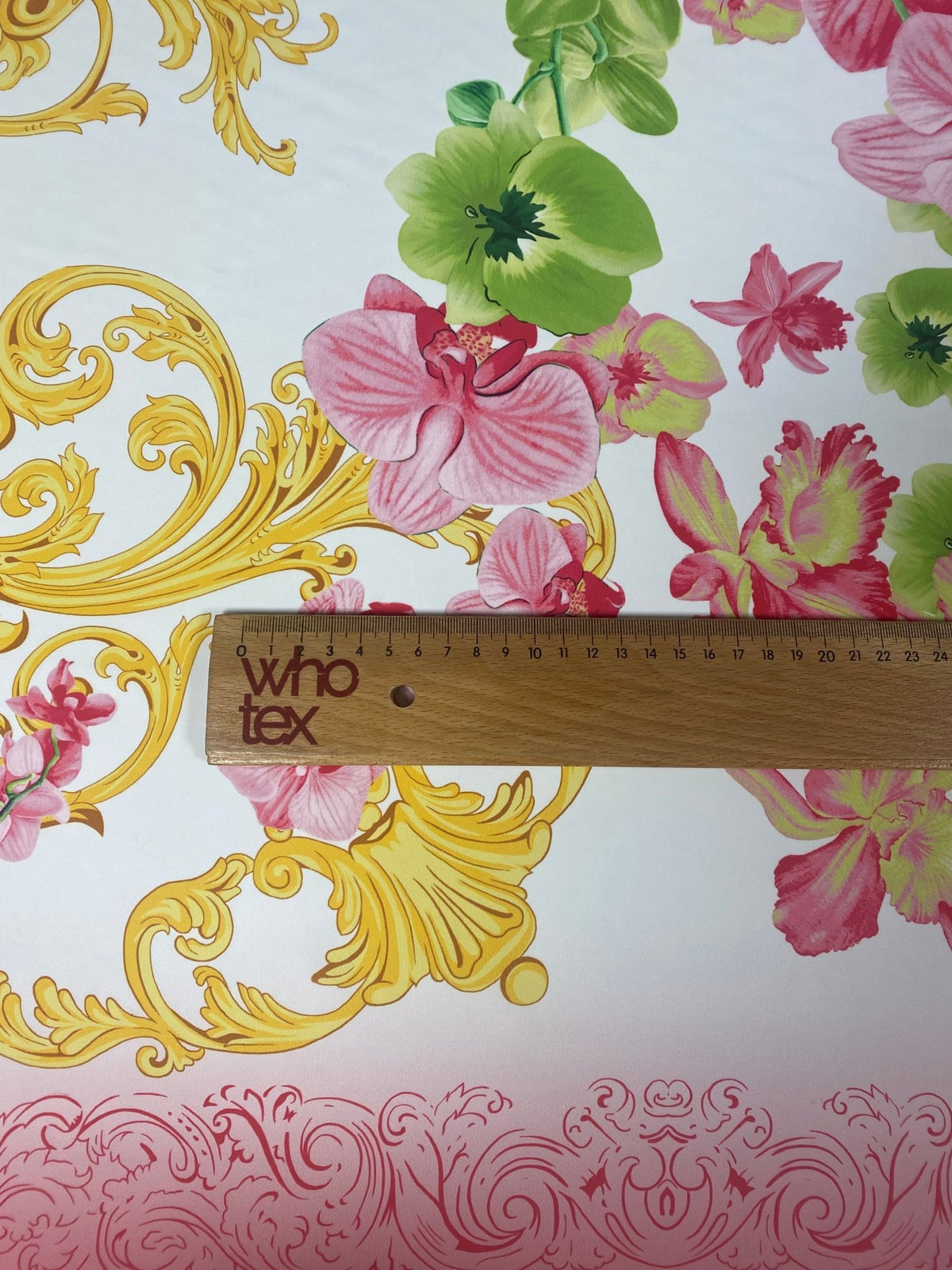 Floral Orchid Crepe Fabric by the Metre - Whotex Fabrics London