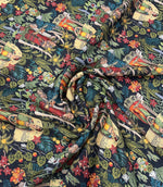 Frida Kahlo Tropical Black Background Fabric by the Metre - Whotex Fabrics London