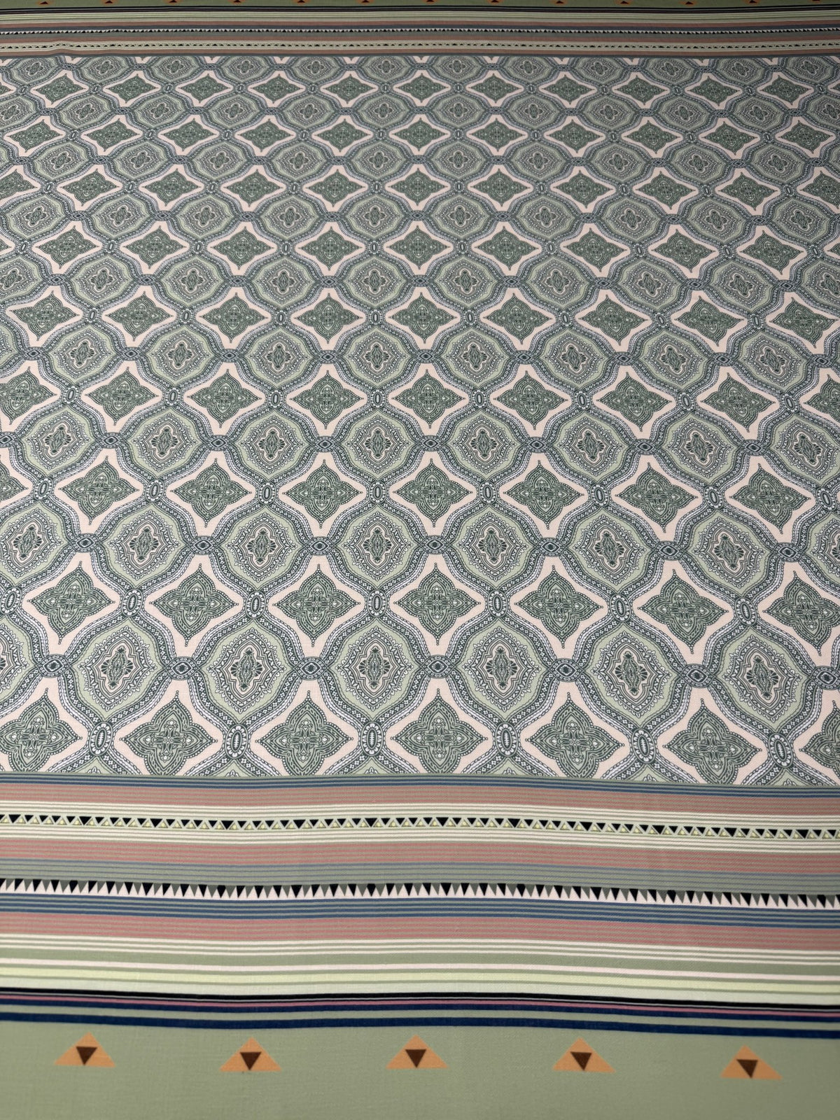 Geometric Border Linen Fabric by the Metre - Whotex Fabrics London