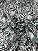 Geometric Floral Chiffon Satin Fabric by the Metre – Black & White Luxury - Whotex Online Fabric Store