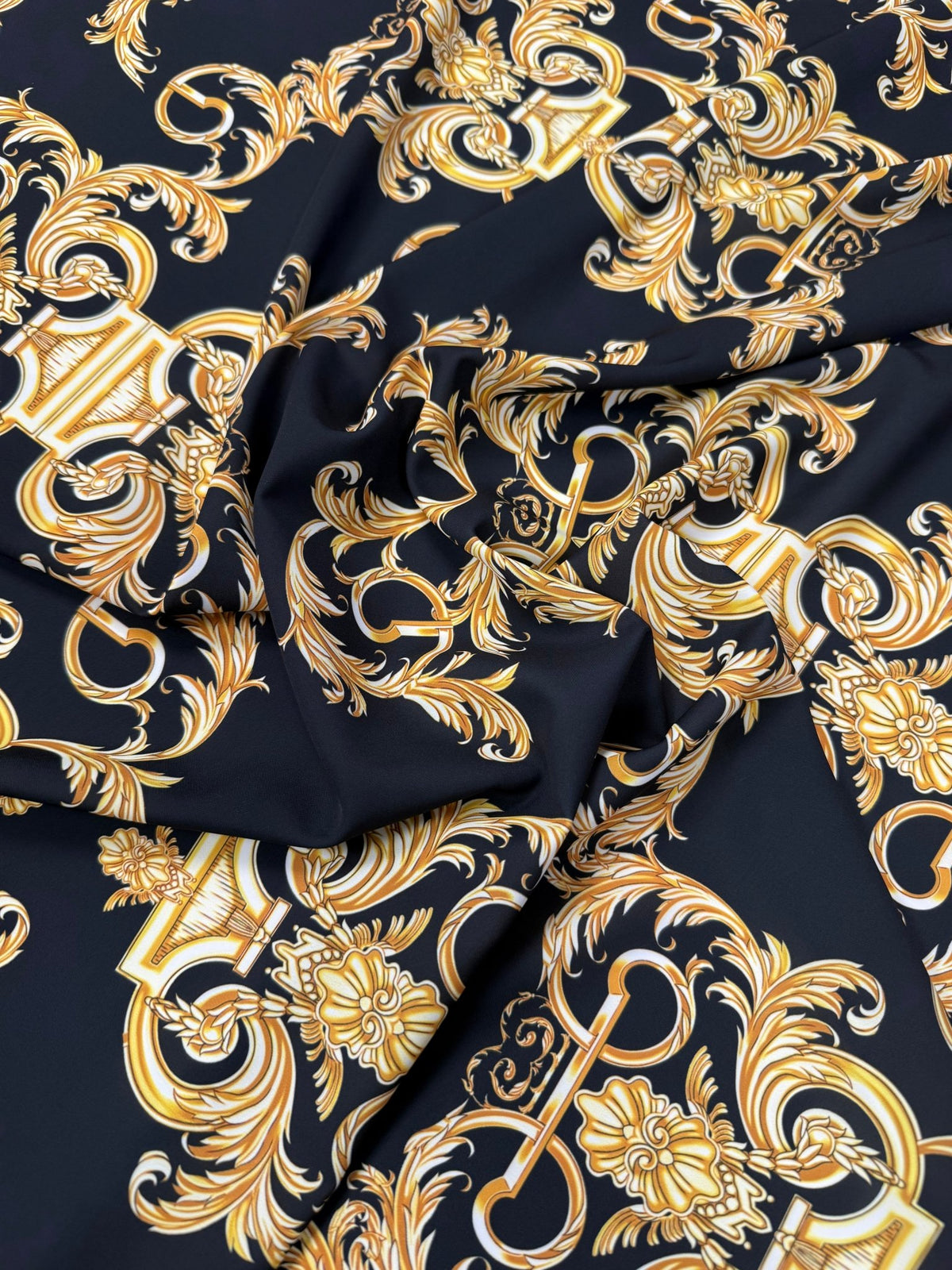 Gold Baroque Crepe Fabric by the Metre - Whotex Fabrics London