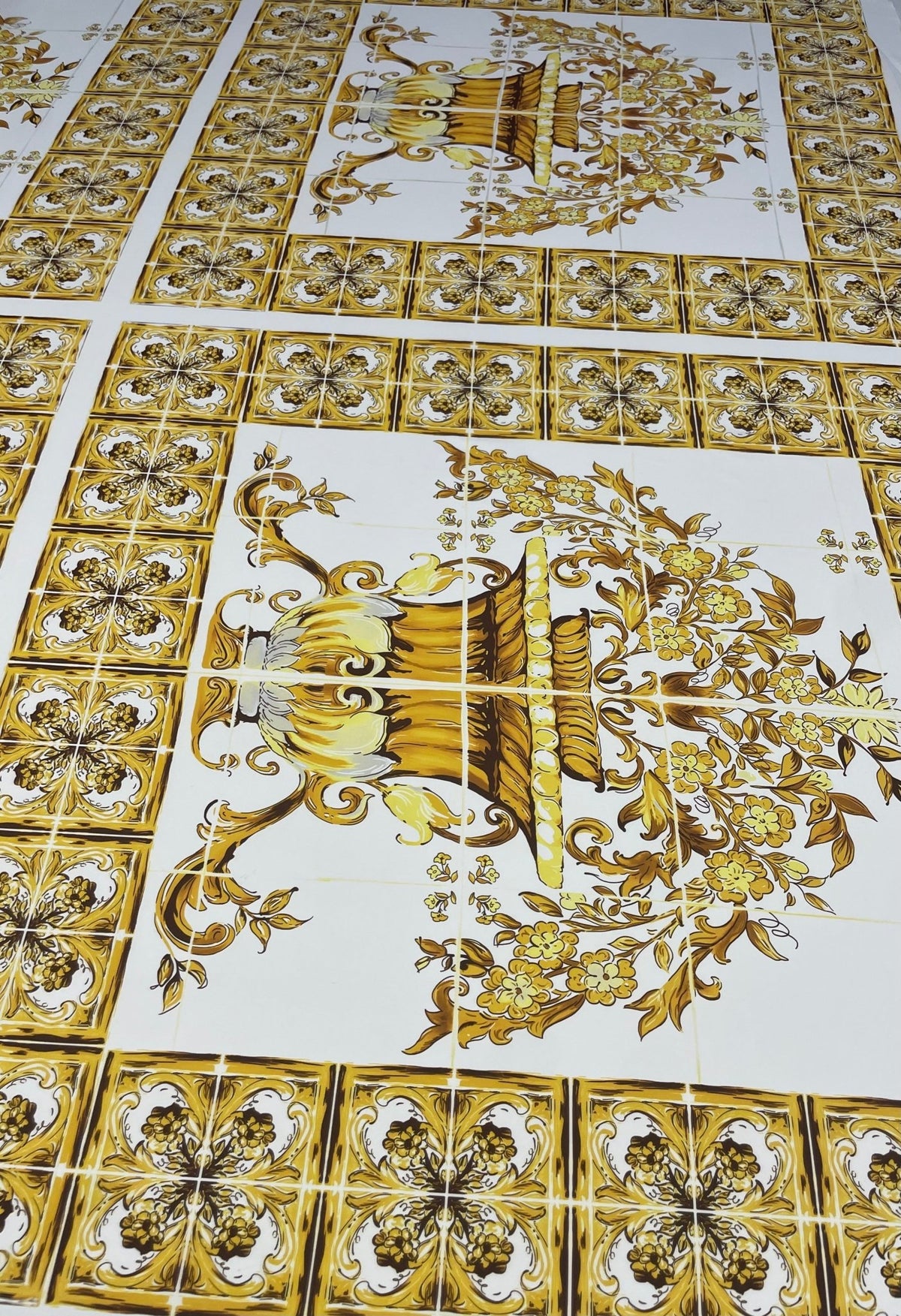 Gold Baroque Floral Crepe Fabric by the Metre – Luxury Dressmaking - Whotex Online Fabric Store