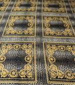 Gold Baroque Leopard Linen Fabric by the Metre - Whotex Fabrics London