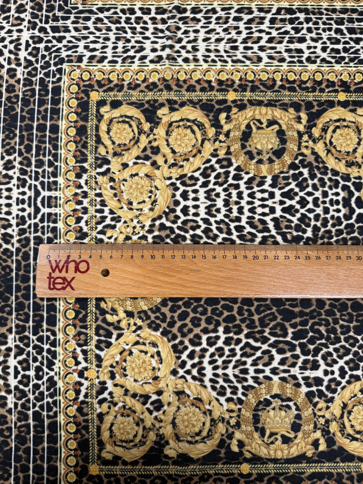 Gold Baroque Leopard Linen Fabric by the Metre - Whotex Fabrics London