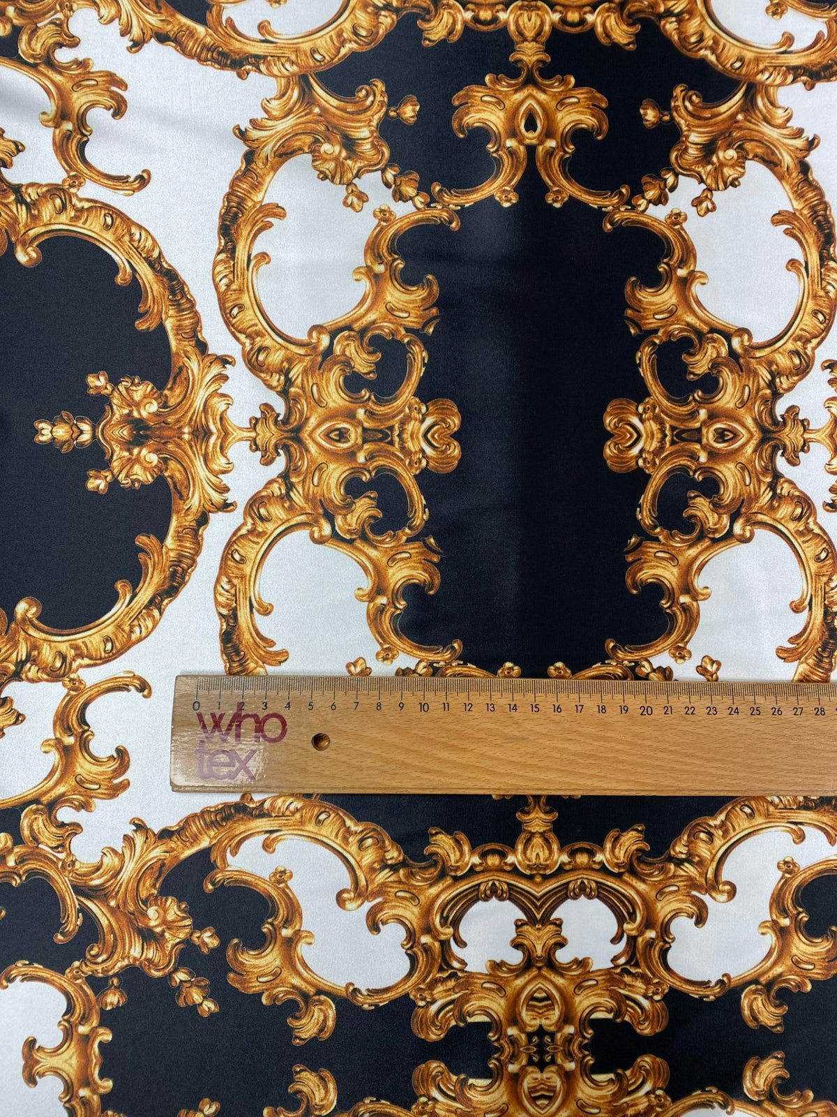 Gold Baroque Lycra Satin Fabric by the Metre - Whotex Fabrics London