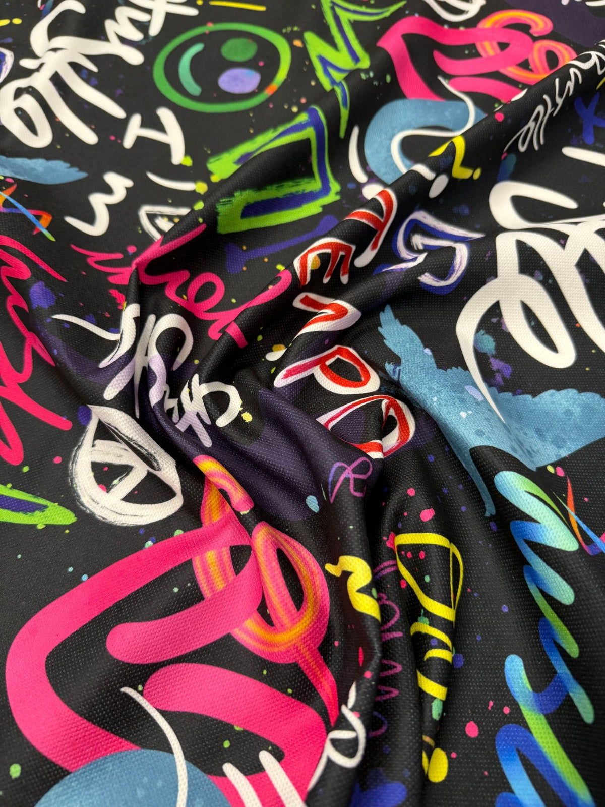 Graffiti Street Art Fabric – Multiple Fabric Options, Sold by Metre - Whotex Fabrics London