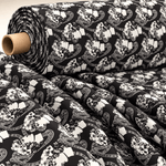 Greek Crepe Fabric Youth Pattern Black White Rome Design - Whotex Fabrics London