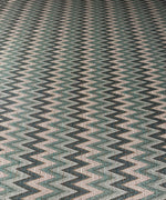 Green Zigzag Pattern Gold Lurex Fabric - Whotex Fabrics London