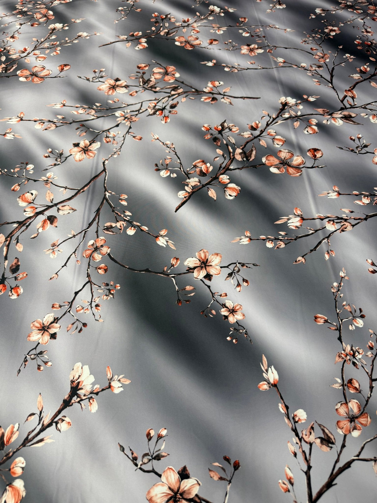 Grey Floral Spandex Fabric by the Metre - Whotex Fabrics London