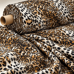 Leopard Print with Gold Accents Organic Cotton Poplin Fabric by the Metre - Whotex Fabrics London