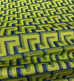 Lime Blue Geometric Lurex Fabric by the Metre - Whotex Fabrics London