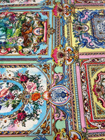 Multicolor Luxury Baroque Fabric with floral and tiger ornamental print and intricate baroque patterns
