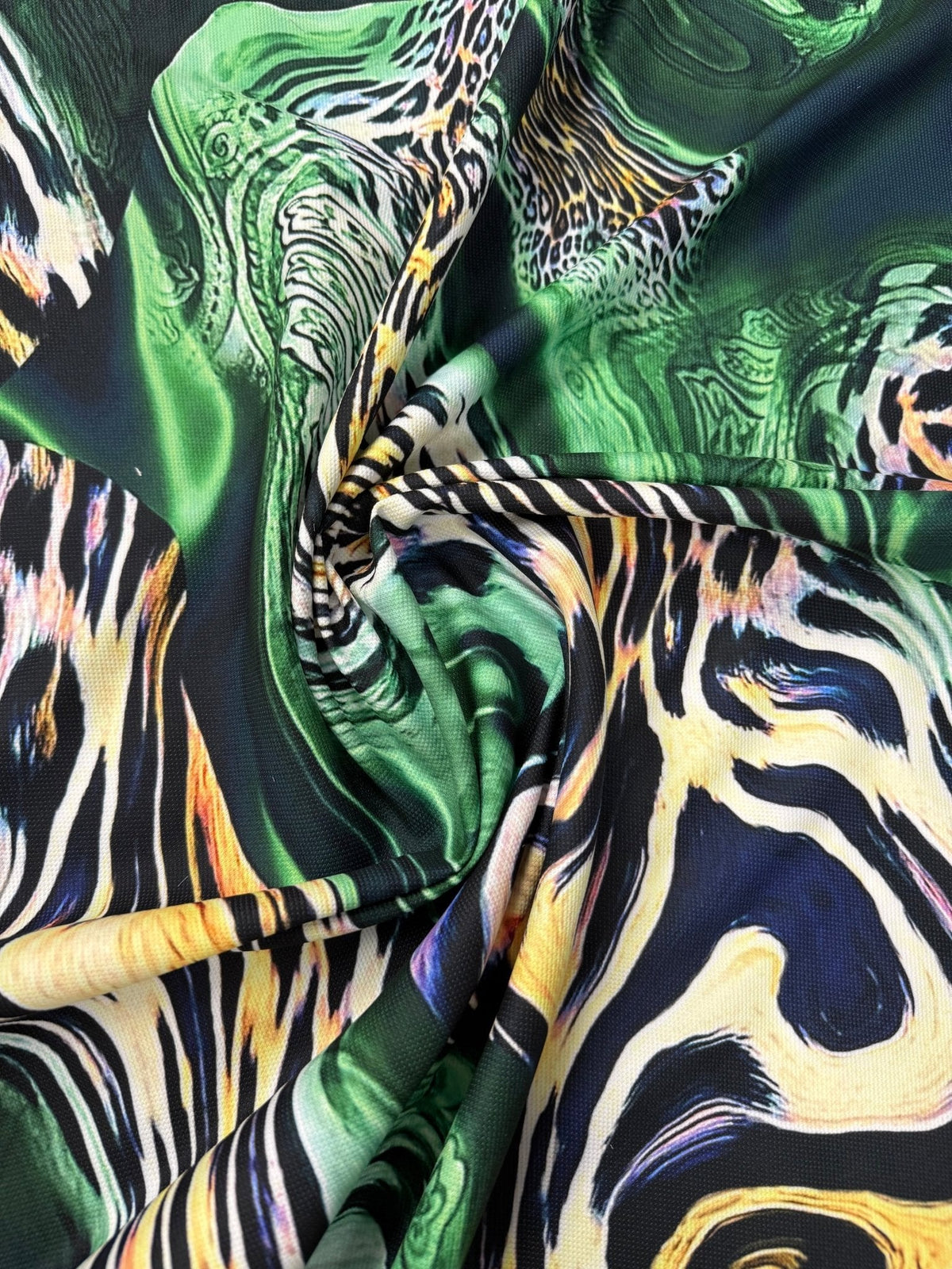 Luxury Green Leopard Print Fabric Sold by Metre - Whotex Fabrics London
