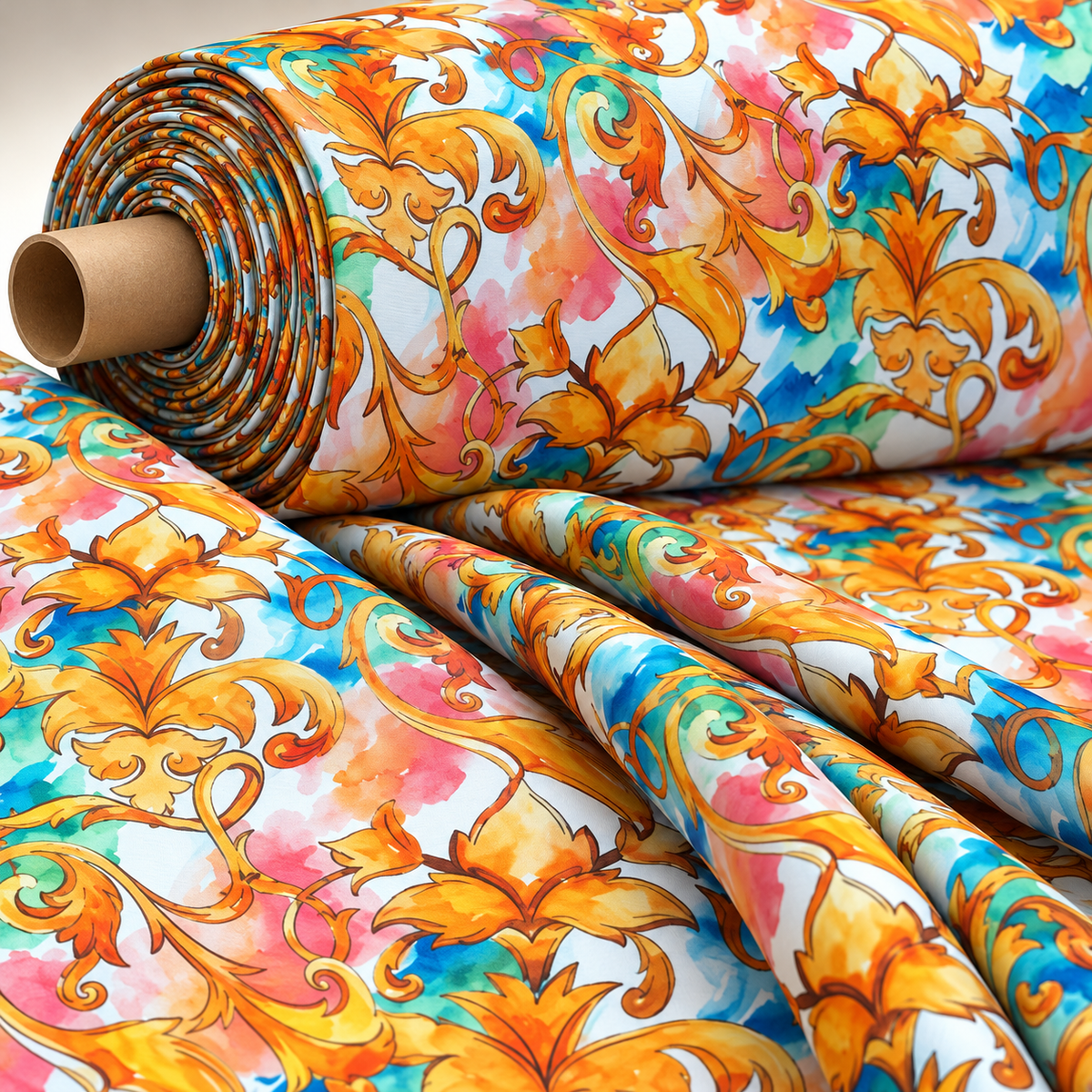 Luxury Ornate Medallion and Chain Print Fabric by Metre - Whotex Fabrics London