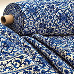 Majolica Blue White Swirl Fabric by Metre - Whotex Fabrics London