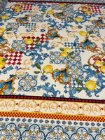 Mediterranean Lemon & Tile Print Crepe Fabric by the Metre – Dressmaking - Whotex Online Fabric Store