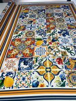 Mediterranean Tile & Lemon Print Crepe Fabric by the Metre – Dressmaking - Whotex Online Fabric Store