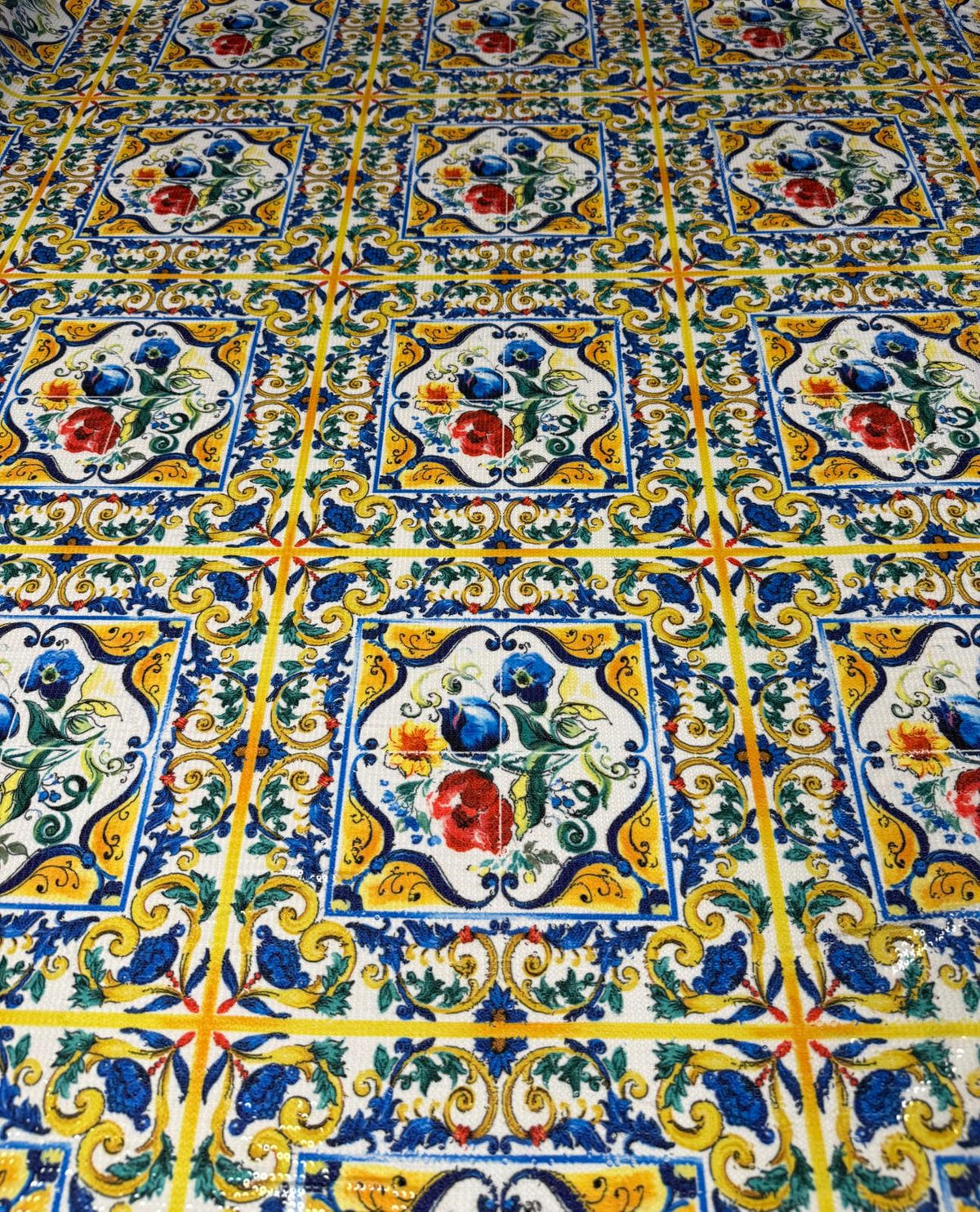Mediterranean Tile Sequin Fabric for Dresses - Whotex Fabrics London