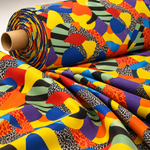 Multicolour Abstract Lycra Stretch Fabric by the Metre - Whotex Fabrics London