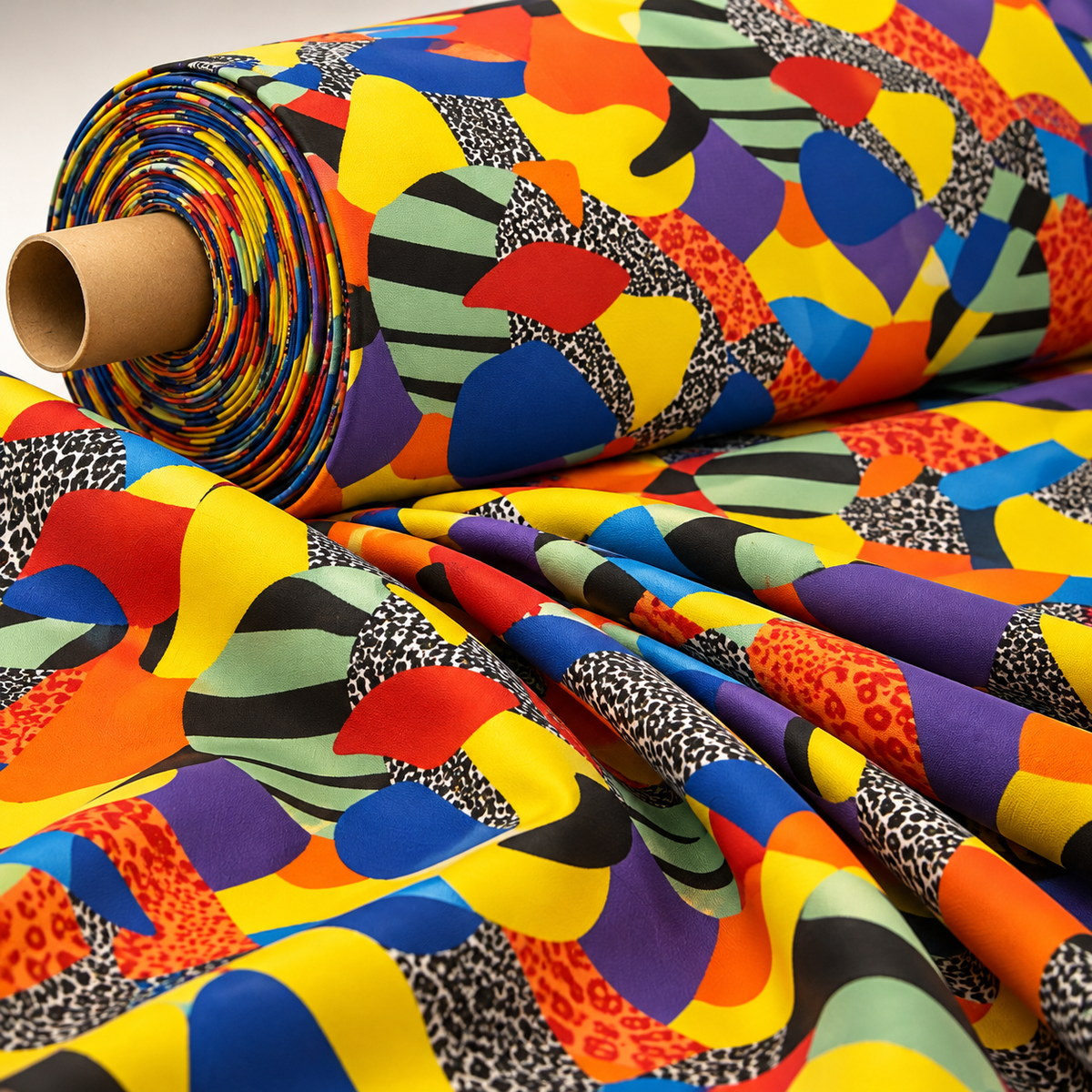 Multicolour Abstract Lycra Stretch Fabric by the Metre - Whotex Fabrics London