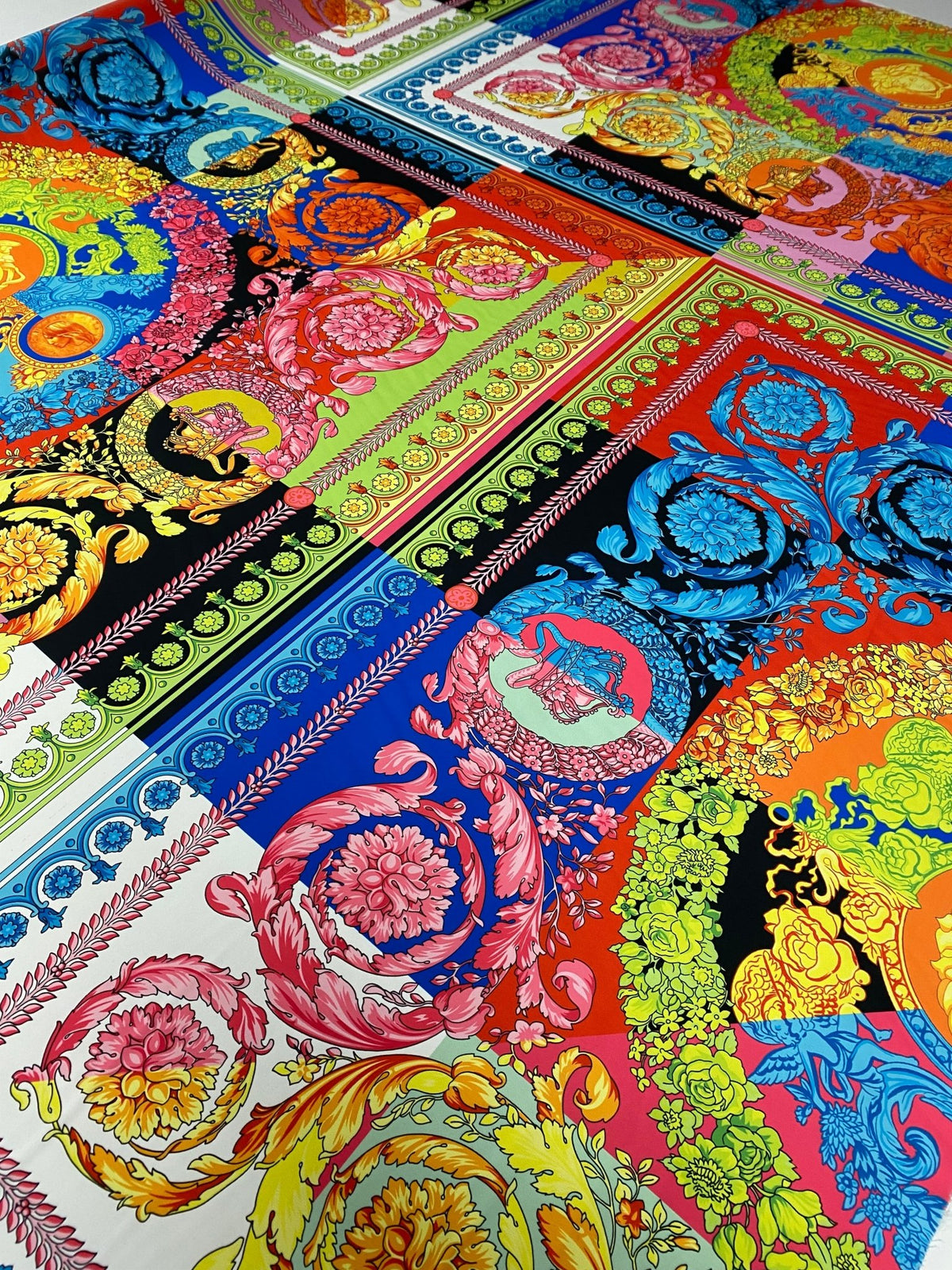 Multicolour Baroque Crepe Fabric by the Metre – Vibrant Style - Whotex Fabrics London