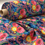Multicolour Floral Poly Linen Fabric by the Metre - Whotex Fabrics London