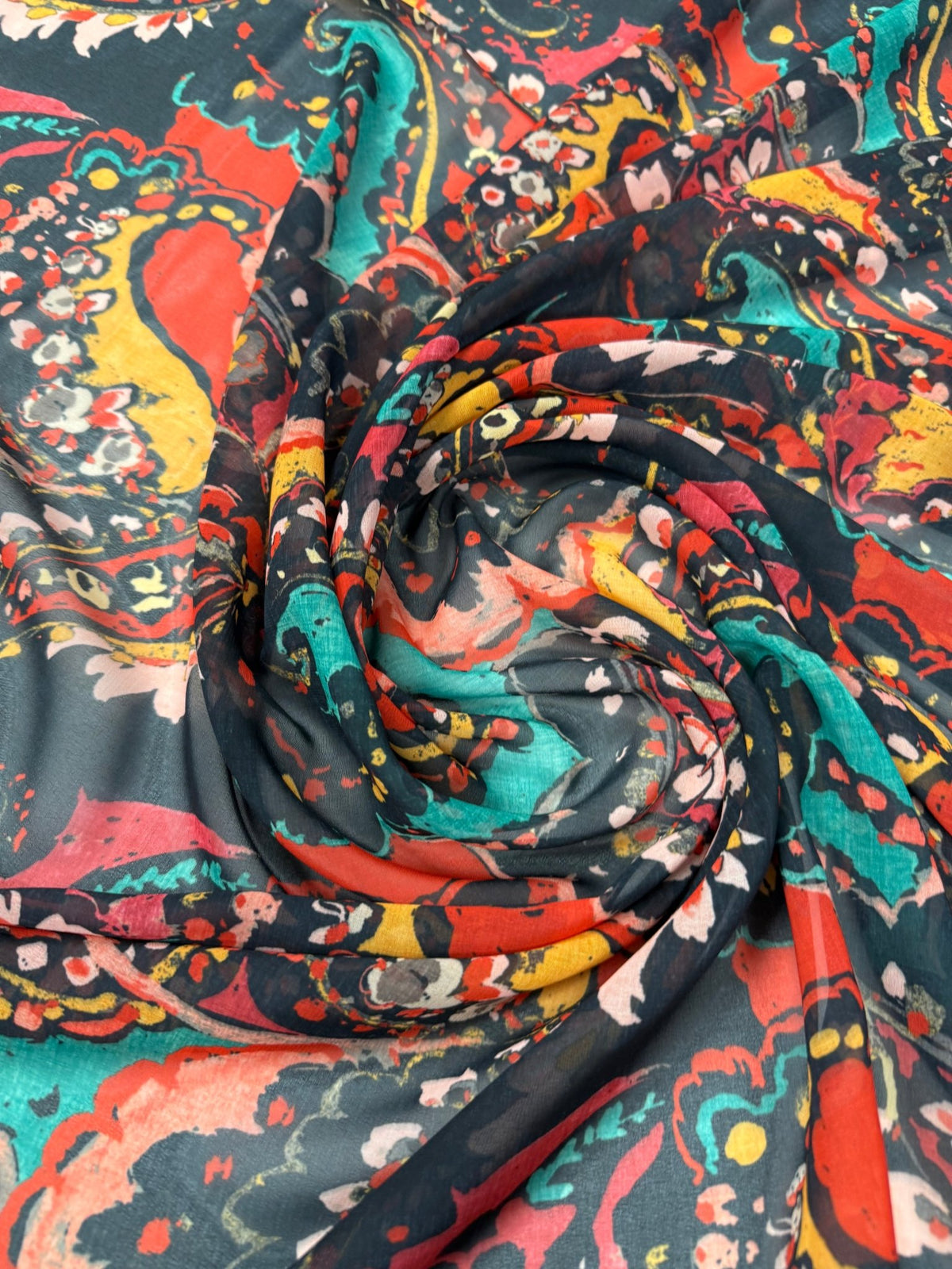 Multicolour Paisley Fabric – Soft Drape Dressmaking Cloth - Whotex Fabrics London