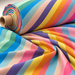 Multicolour Rainbow Stripes Fabric by the Metre - Whotex Fabrics London