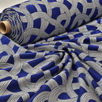 Navy Blue Geometric Pattern Fabric by the Metre - Whotex Fabrics London
