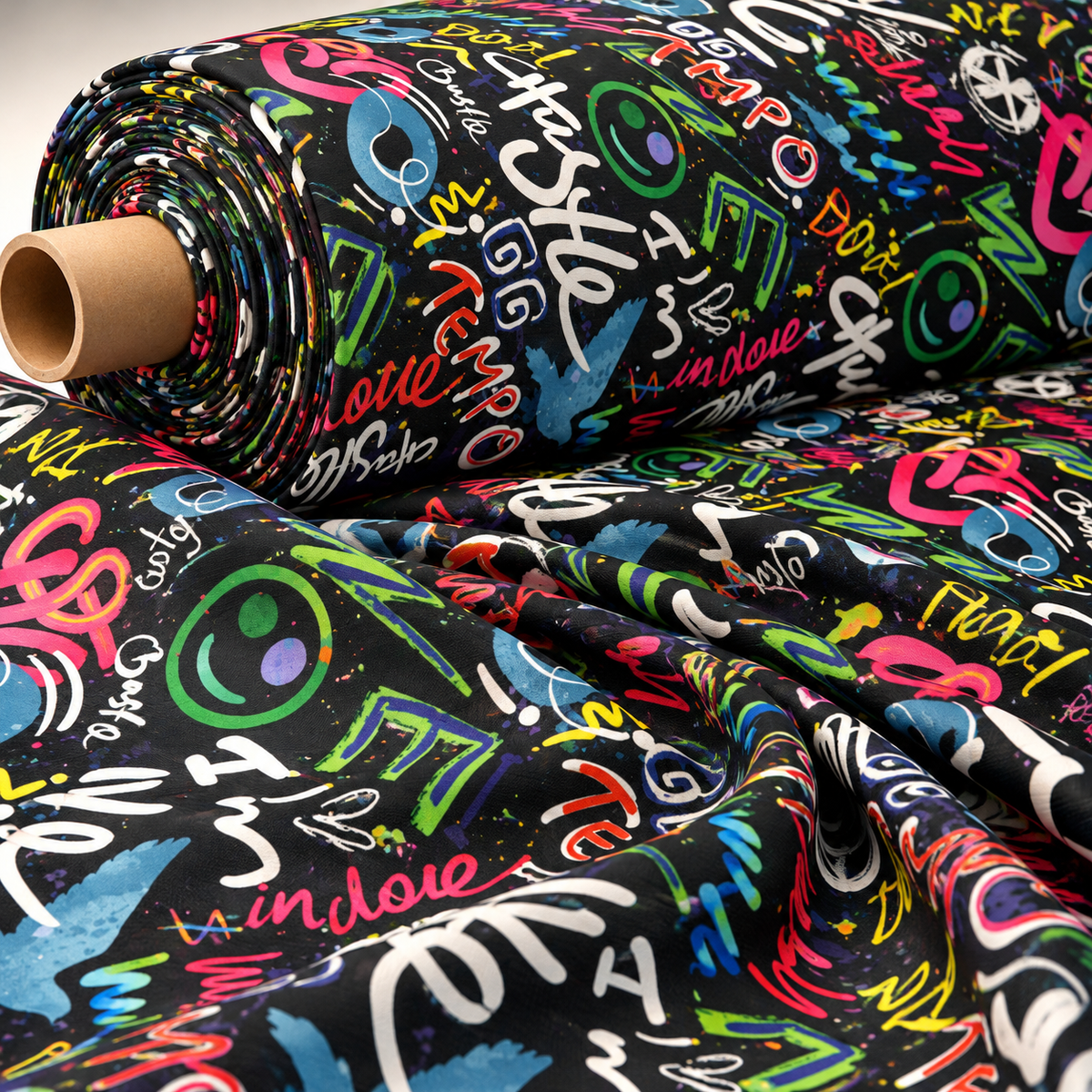 Neon Graffiti Upholstery Fabric by the Metre - Whotex Fabrics London