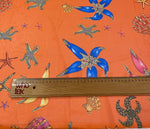 Orange Marine Print Chiffon Fabric Sold by the Metre - Whotex Fabrics London