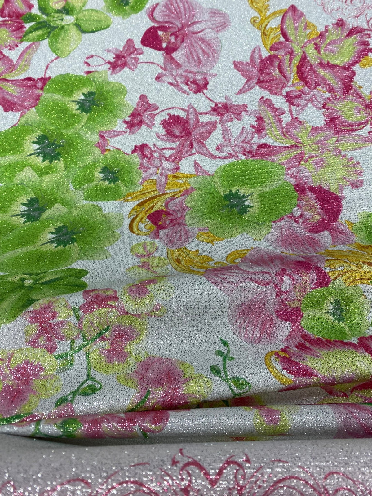 Orchid Swirl Print Fabric by Metre - Whotex Fabrics London