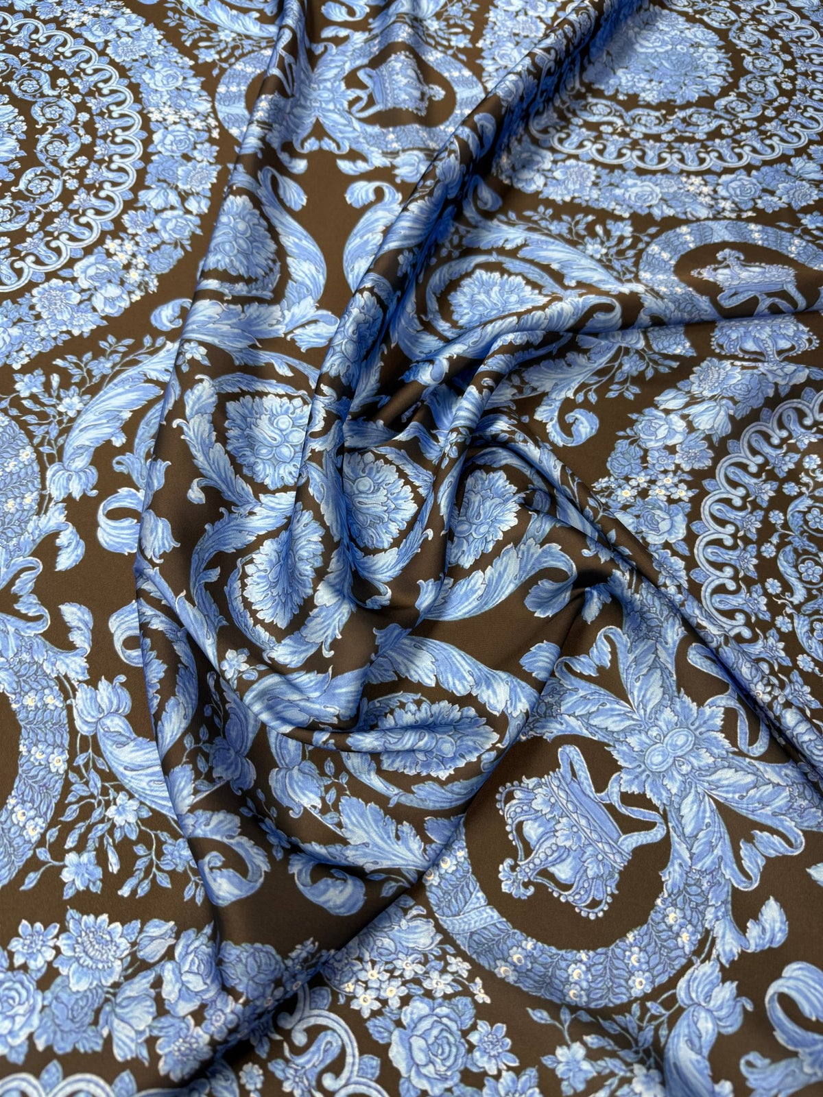 Ornate Medallion Satin Fabric by the Metre - Whotex Fabrics London