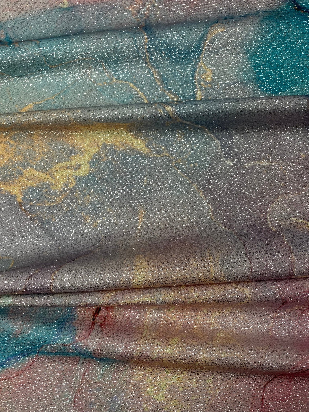 Pastel Marble Effect with Gold Veins Fabric by Metre - Whotex Fabrics London
