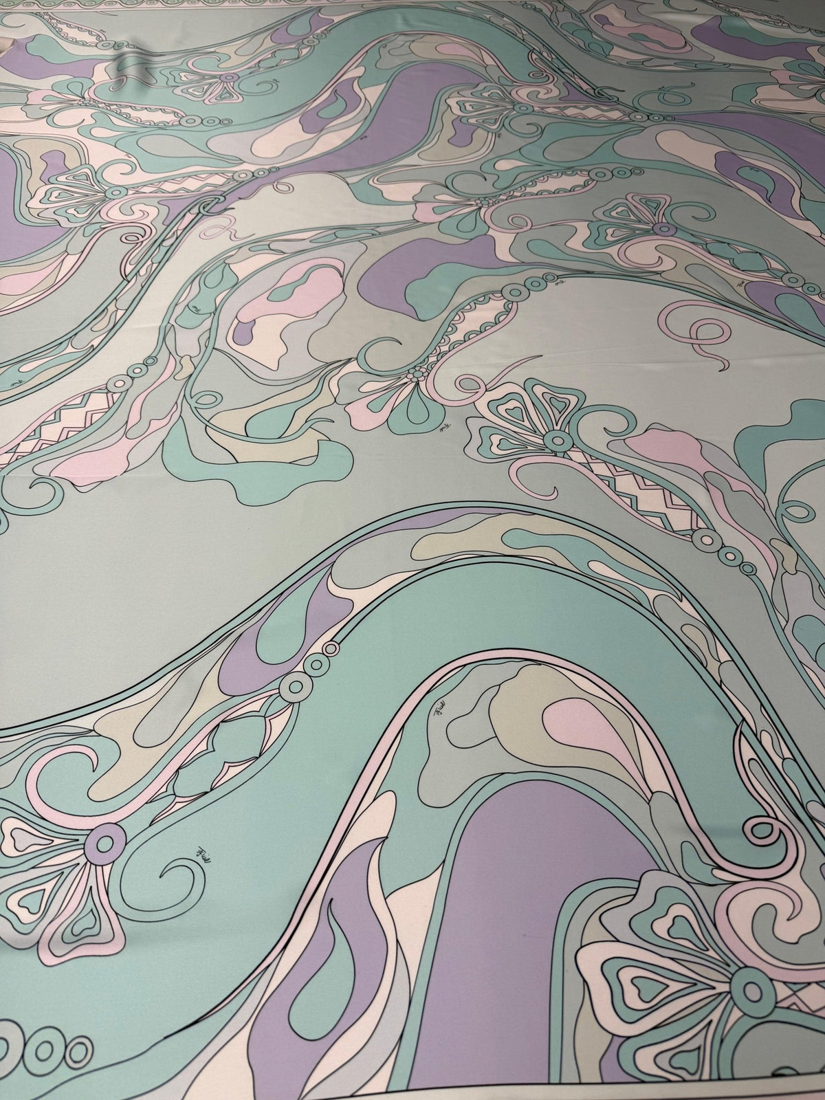 Pastel Swirl Print Satin Fabric by the Metre - Whotex Fabrics London