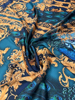 Peacock Baroque Satin Fabric by the Metre - Whotex Fabrics London