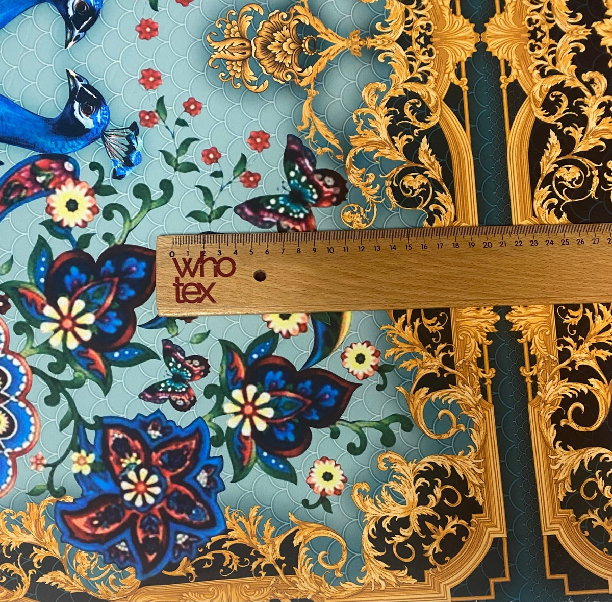 Peacock & Floral Crepe Fabric by the Metre – Baroque Style - Whotex Online Fabric Store