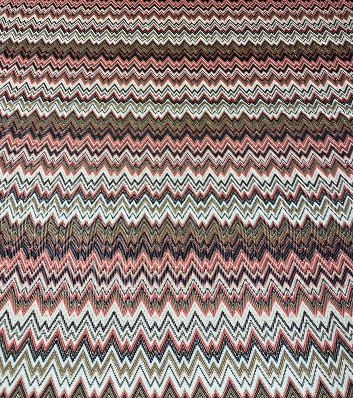 Pink Black Chevron Mesh Knit Fabric with Metallic Accents by the Metre - Whotex Fabrics London