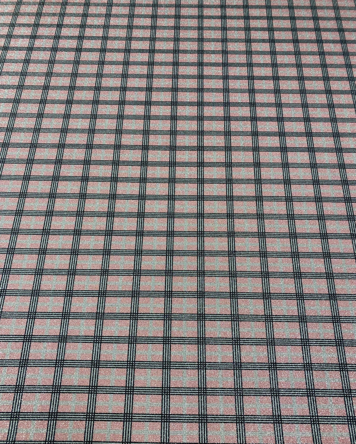 Pink Check Lurex Fabric by the Metre - Whotex Fabrics London
