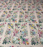 Pink Floral Linen Fabric by the Metre - Whotex Fabrics London