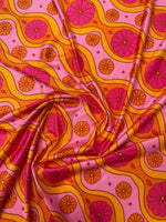Pink Geometric Pattern Floral Fabric – Fabric by Metre, Options: Satin, Crepe, Spandex, Chiffon - Whotex Fabrics London