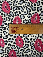Pink Lips Leopard Satin Fabric by the Metre - Whotex Fabrics London