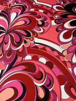 Pink Red Retro Spandex Fabric by the Metre - Whotex Fabrics London