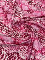 Pink Snakeskin Print Lycra Stretch Fabric by the Metre - Whotex Fabrics London