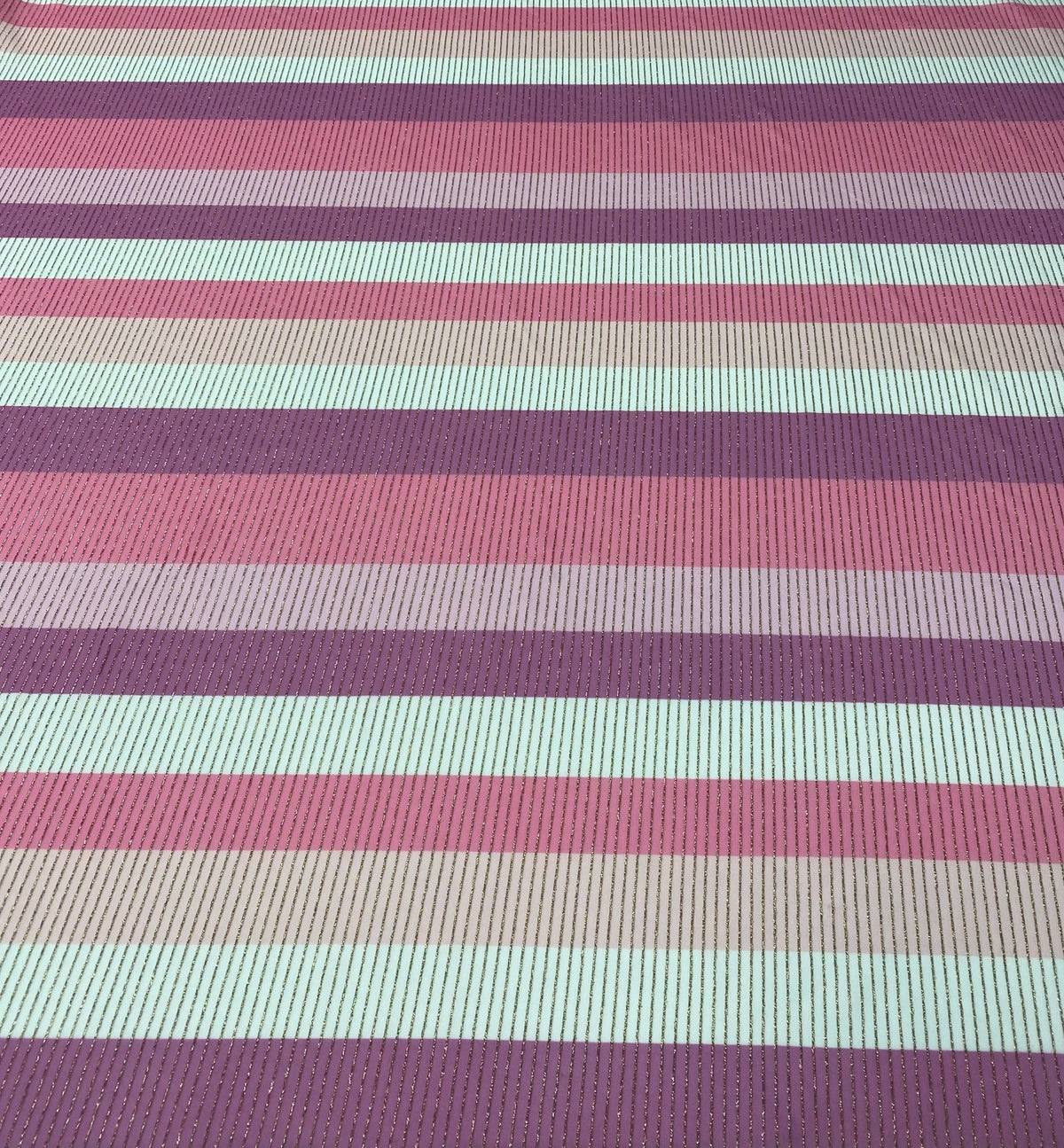 Pink Striped Shimmer Lurex Fabric by the Metre - Whotex Fabrics London
